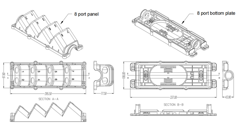 MST 8-port optical fiber waterproof box MST 8-port optical fiber waterproof box