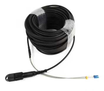 ODLC IP67 LC Duplex بکتر بند سنگل موڈ پنروک فائبر آپٹک بیرونی پیچ کیبل اسمبلی 50m 100m کرنے کے لئے